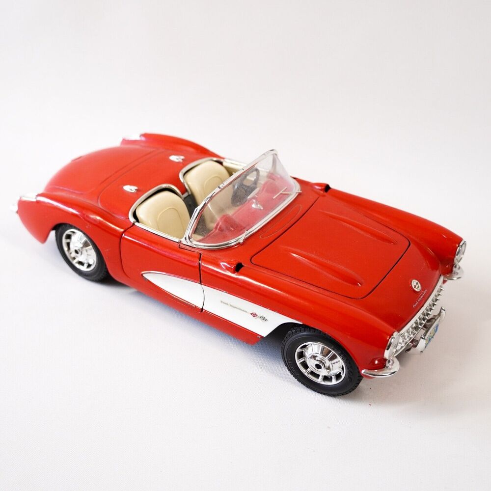 Burago 1957 Chevrolet Corvette Chevy 9" Diecast Race Car Toy Model Vehicle Red